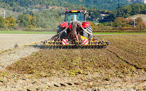 ploughing heavy tractor during cultivation agriculture works field with plough n pss 650d5cd148221